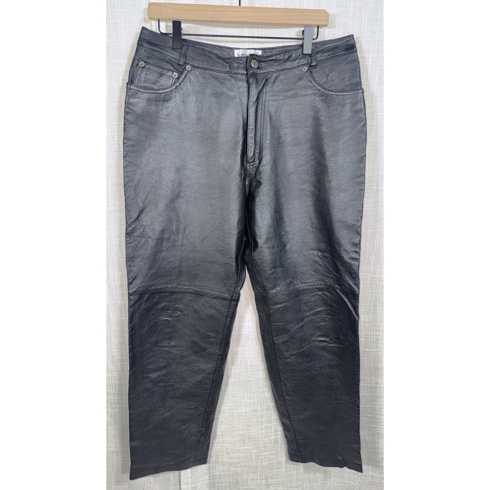 Vintage Y2K Bagatelle Leather Pants Women's 14P 14‎ Black Genuine Straight Leg